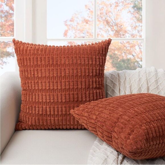 Rust colored  Textured Throw Pillow Covers - Picture 2 of 4